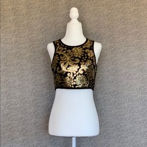 Forever 21 Tops - ✨💫Gold & Black Floral Sequin Crop Top💫✨ Forever 21 Tops - ✨💫Gold & Black Floral Sequin Crop Top💫✨